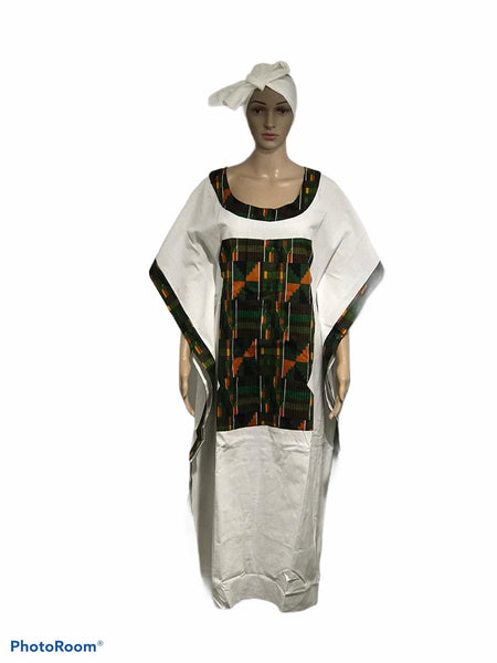 African Long Dress Kente Printed Kaftan ...